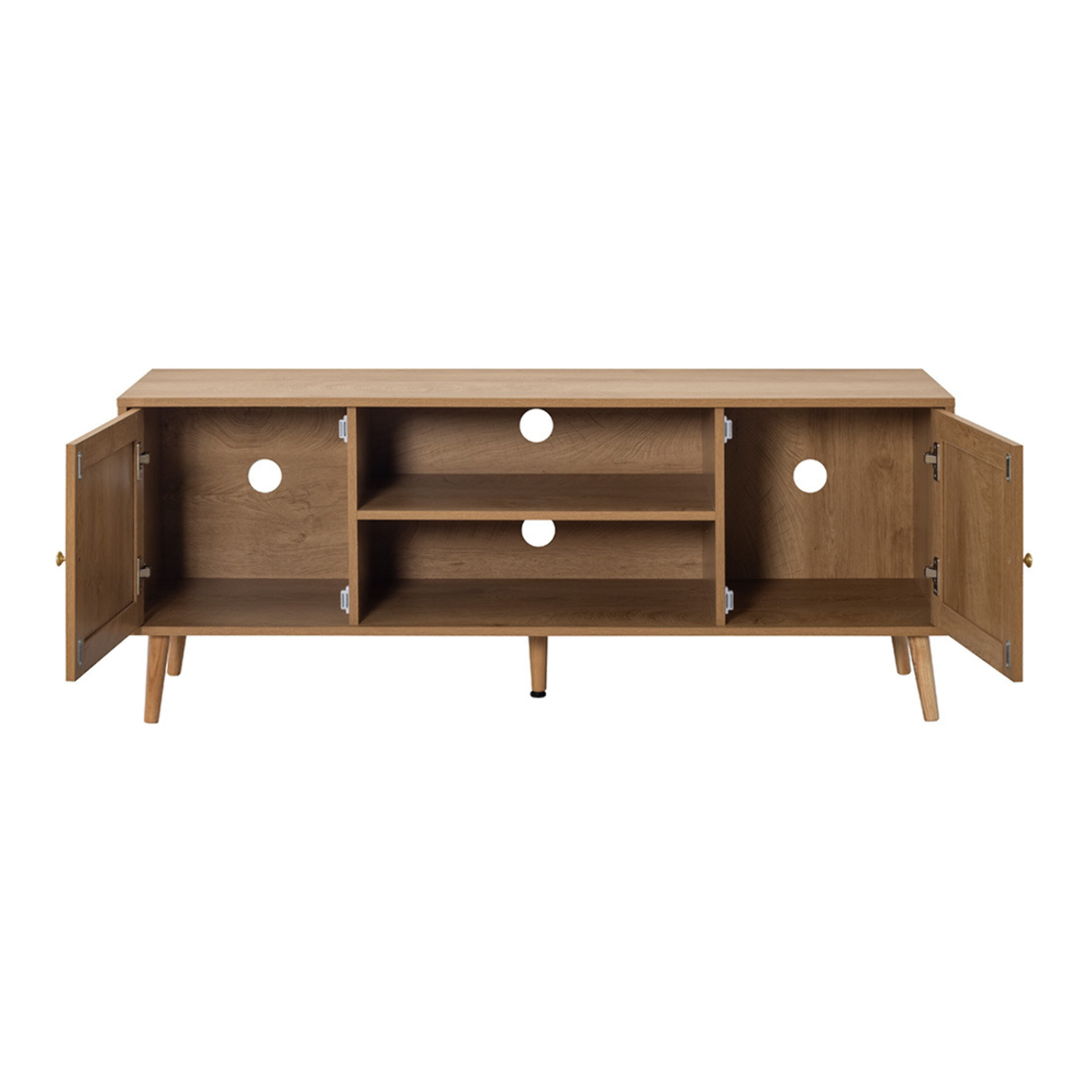 Goto - meuble tv - effet bois et cannage - 140 cm - Bois