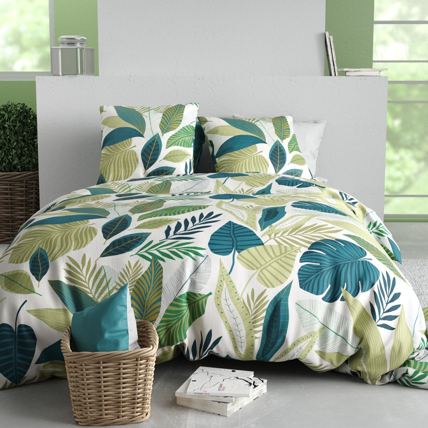 Parure housse de couette imprimé 100% coton - tropicalia