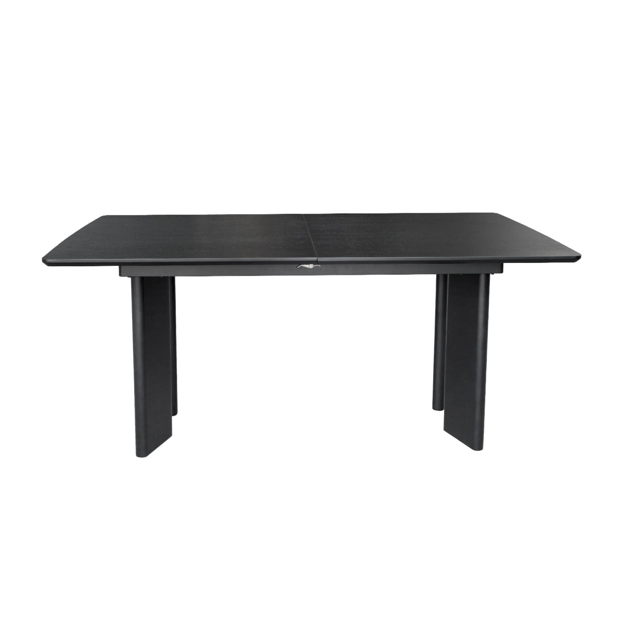 Table à manger rectangulaire extensible bois d'hévéa et placage chêne noir 6-8 places 170-210cm - Albane