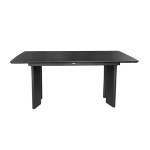 Table à manger rectangulaire extensible bois d'hévéa et placage chêne noir 6-8 places 170-210cm - Albane