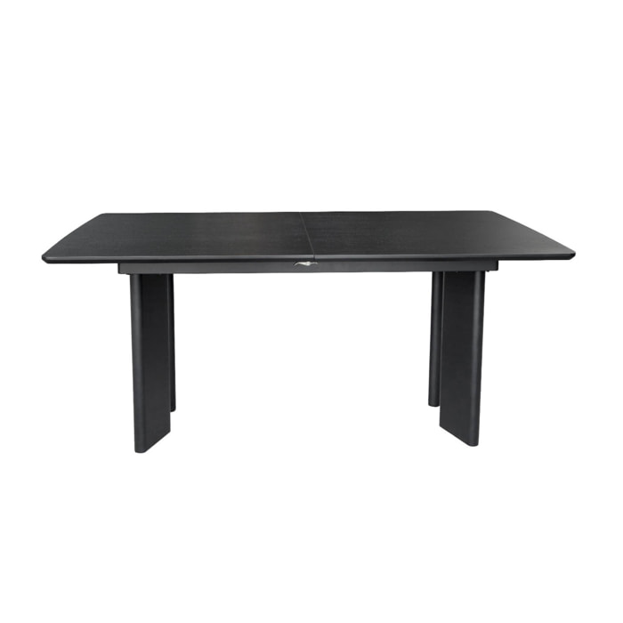 Table à manger rectangulaire extensible bois d'hévéa et placage chêne noir 6-8 places 170-210cm - Albane