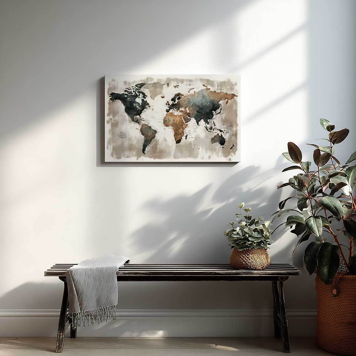 Tableau carte du monde texturée Toile imprimée