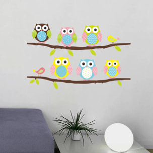 Stickers Muraux décoration adhésifs hiboux et oiseaux sur branche