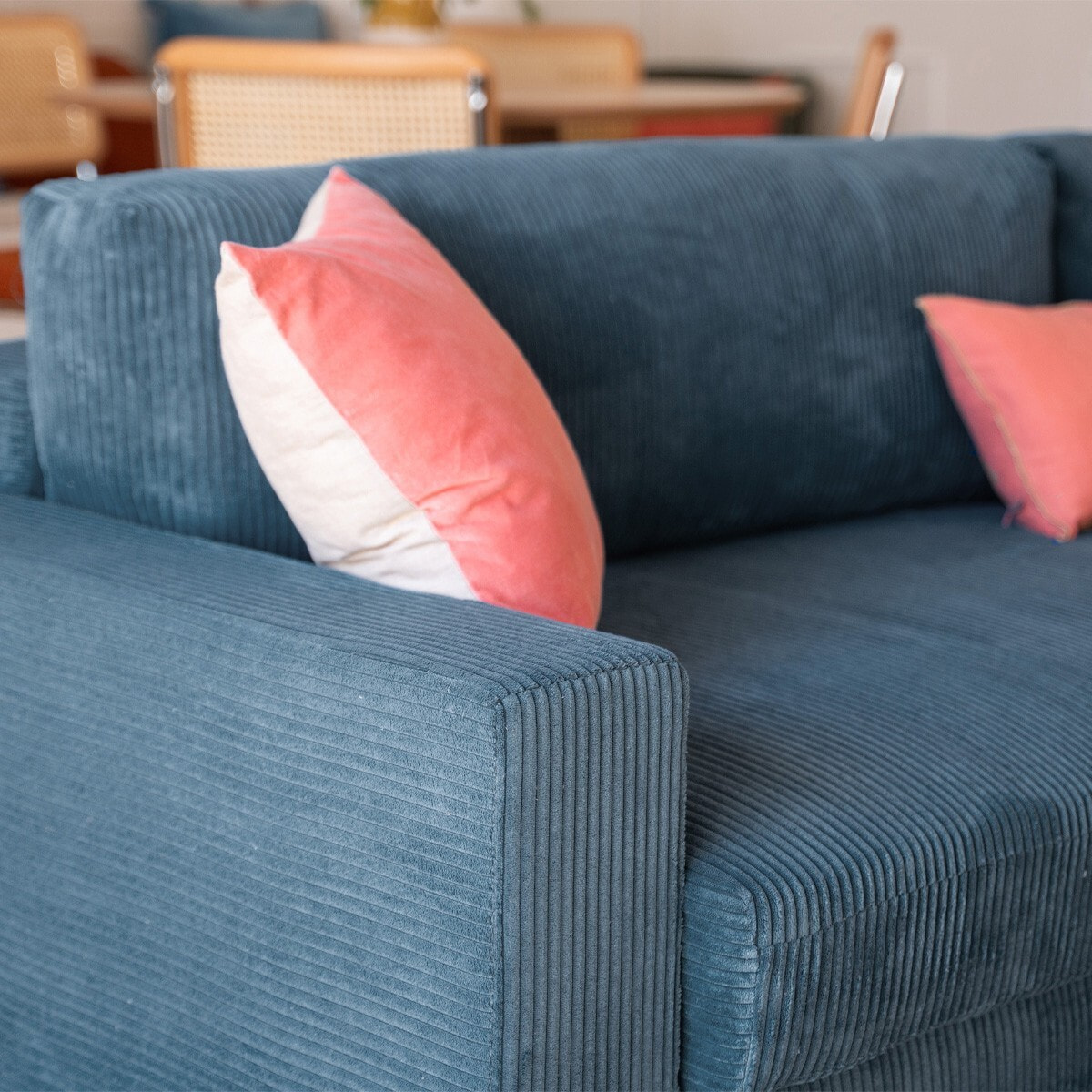 Canapé d'angle droit convertible 3 places en velours côtelé - ARTY