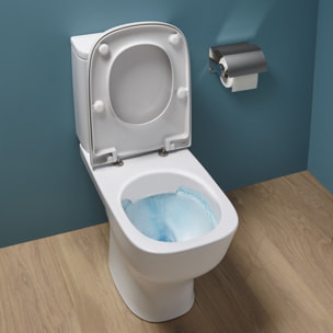 WC à poser sans bride Struktura + abattant + Tabouret physiologique bois
