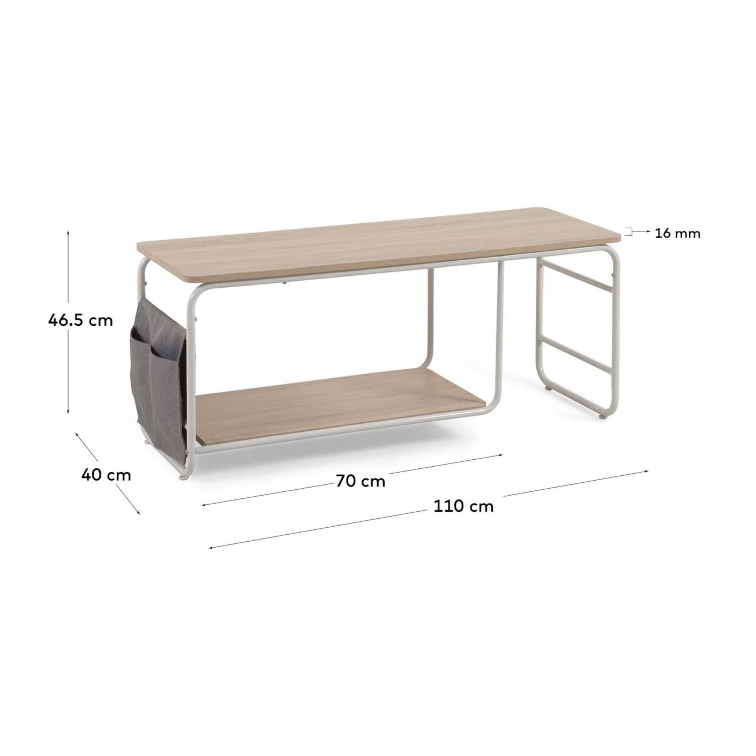 Kave Home - Mobile TV Yamina in melaminico e acciaio verniciato bianco 110 x 46 cm