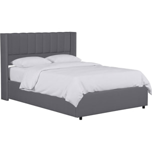 Lit double en tissu avec coffre "Saint-Moritz" - 160 x 200 cm - Gris