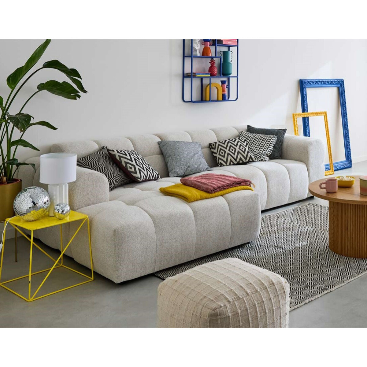 Ray - canapé d'angle gauche - 4 places - en tissu texturé - Beige