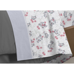 Completo Lenzuola In Calda Flanella Made In Italy Linea Europa Petra Grigio