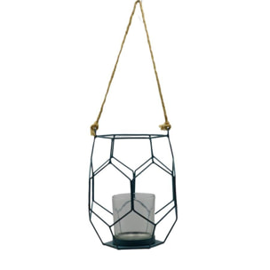 Lanterna in metallo blu cm16,5x16,5h18,5