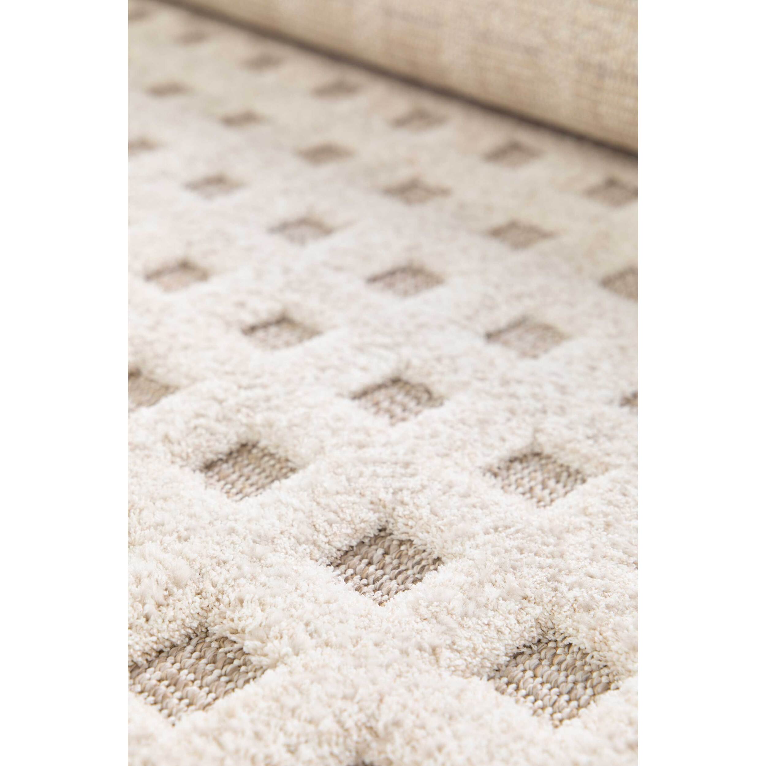 DIENA Alfombra con efecto damero y relieve en color blanco, varias medidas disponibles.