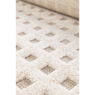DIENA Alfombra con efecto damero y relieve en color blanco, varias medidas disponibles.
