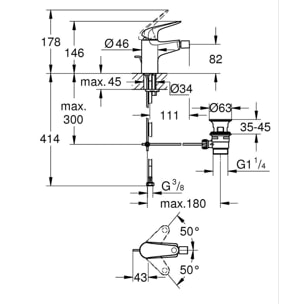 Mitigeur monocommande bidet Swift, chromé