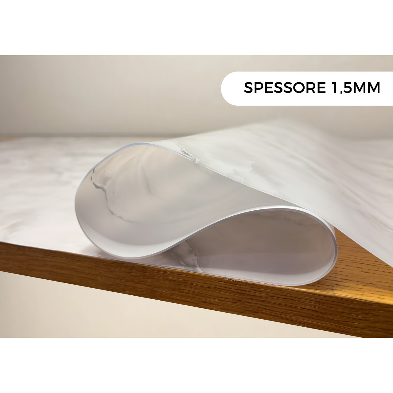 Tovaglia Antimacchia Plastificata Idrorepellente Rotolo Tasgliabile PVC Proteggi Tavolo Crystal Marmo D9 1,55mm