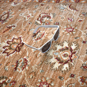 Tapis Cano rouge et beige aux motifs floraux d'inspiration Orientale