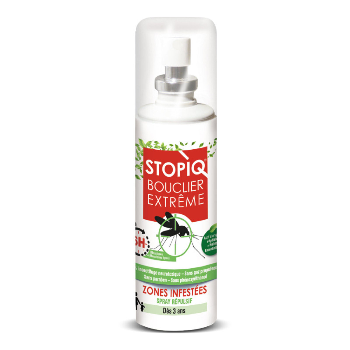 NUTRIEXPERT - Stopiq bouclier extrême - Spray répulsif insecte - Actifs d'origine végétale - Protection maximale - Dès 3 ans - 75 ml