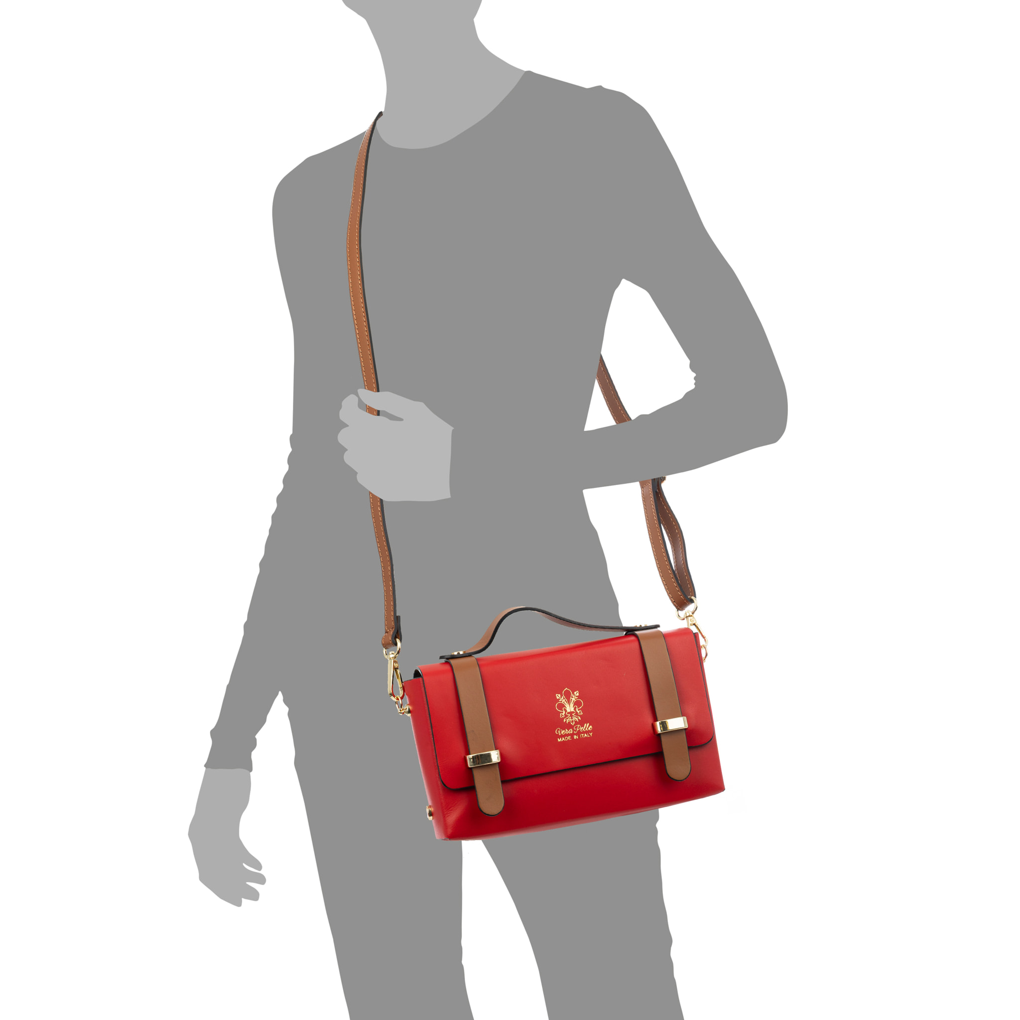 Bernareggio Bolso bandolera Mujer. Piel auténtica Ruga.