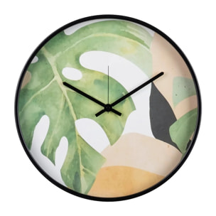 Reloj Pared Metal Natural Hojas 40x4,5x40 Cm