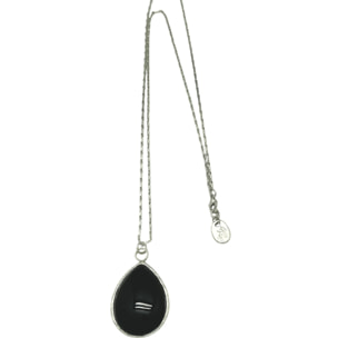 Collar largo Tears for Me en plata 10µ y cristal negro