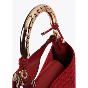 Borsa shopper con manico metallico personalizzato tessuto tweed