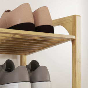 Étagère à chaussures en bambou 4 niveaux à lattes dim. 76 x 33 x 67 cm