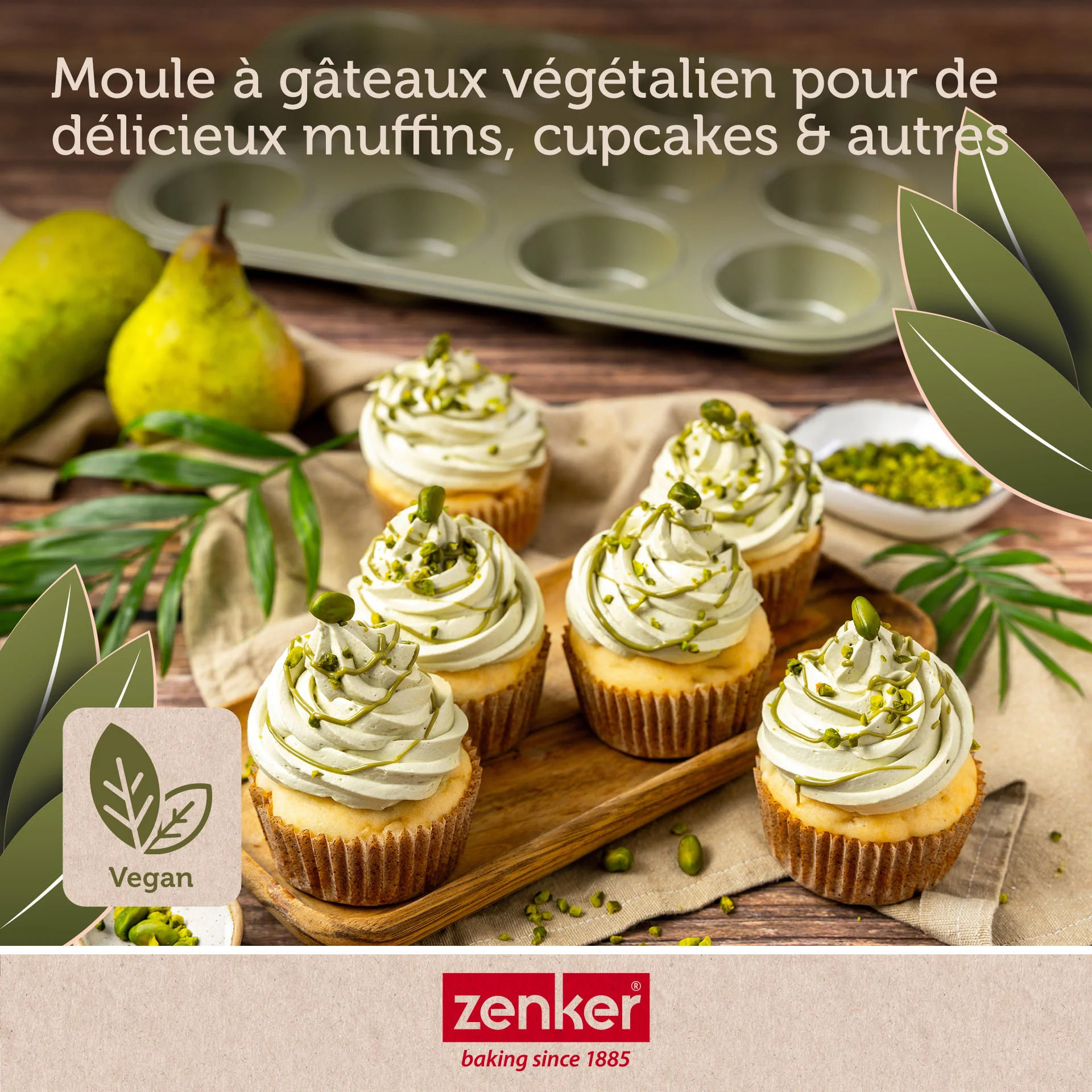 Set de 4 ustensiles de pâtisserie moule à gâteaux 2 bols et spatule Zenker Green Vision