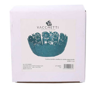 Cestina in metallo cavalluccio verde acqua tondo cm ø20h7