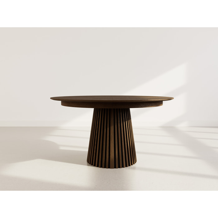 Freya - table à manger ronde extensible - 6 à 10 personnes - Marron
