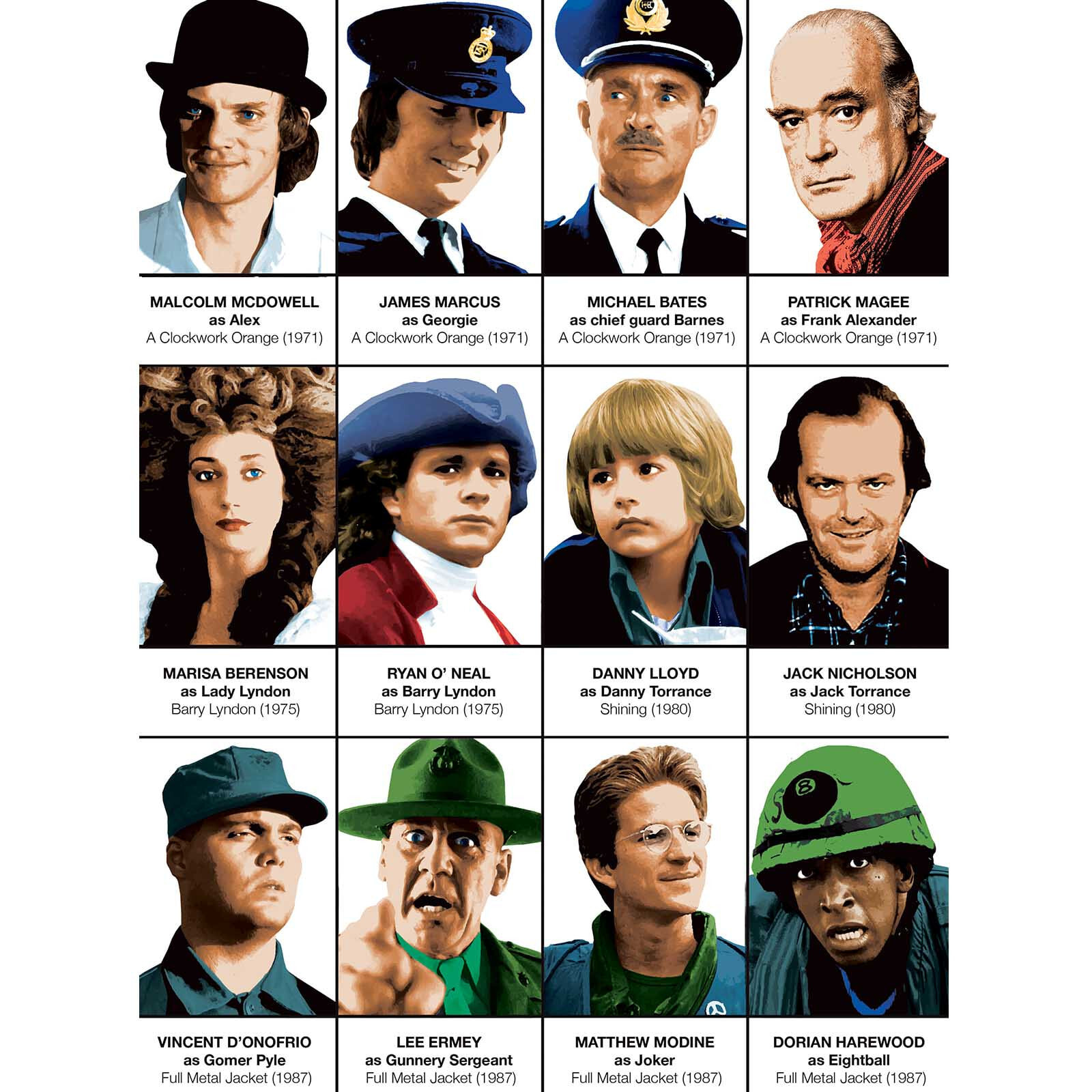 Affiche - Stanley Kubrick characters - Olivier Bourdereau