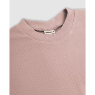 Pijama canalé raya ancha rosa palo