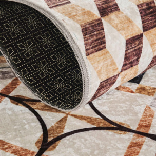 Tapis entrée motif géométrique, texture kilim, PEZA, design original