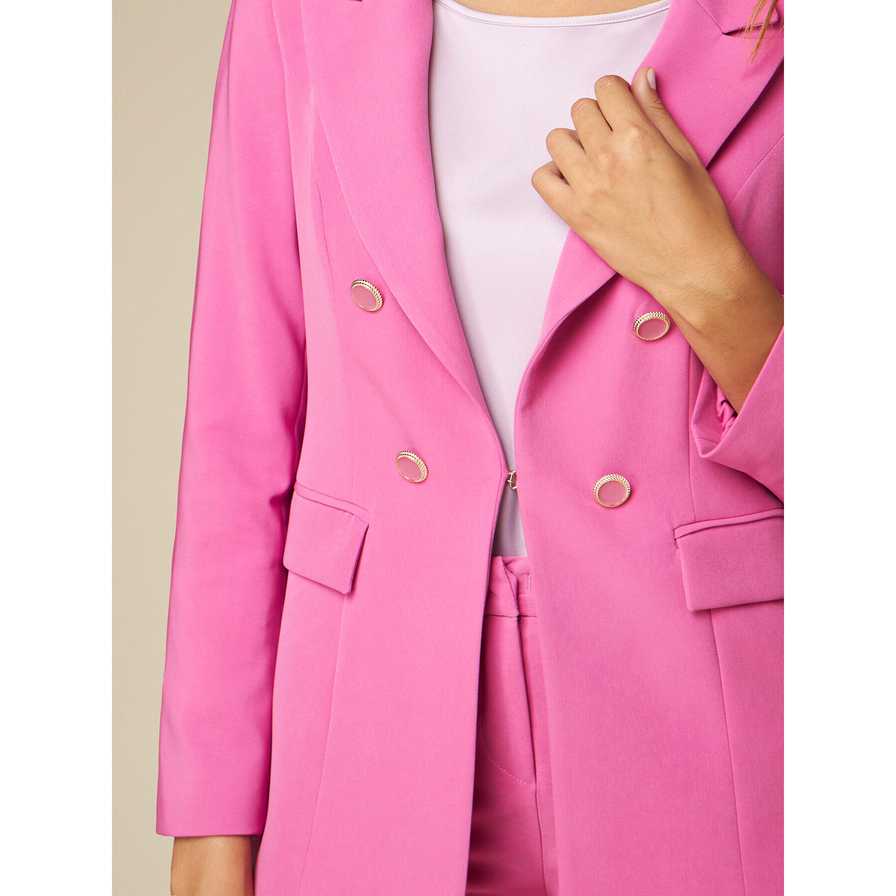 Oltre - Blazer con botones joya - Rosa