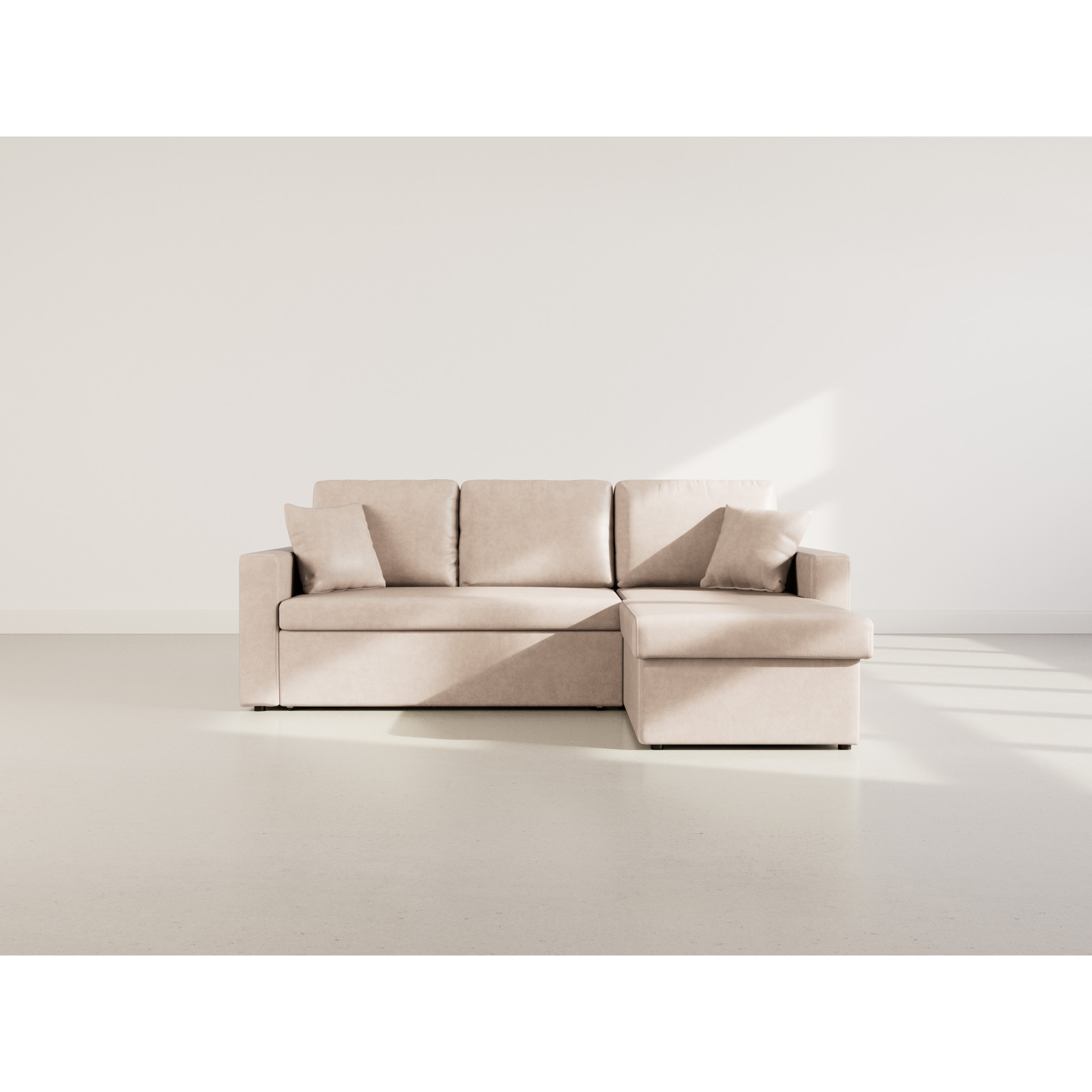 Cyrus - Canapé d'angle réversible 4 places - convertible avec coffre - en simili - Beige