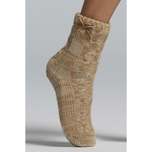 CALZETTONE IN MAGLIA CON FIOCCO IN VELLUTO LATERALE