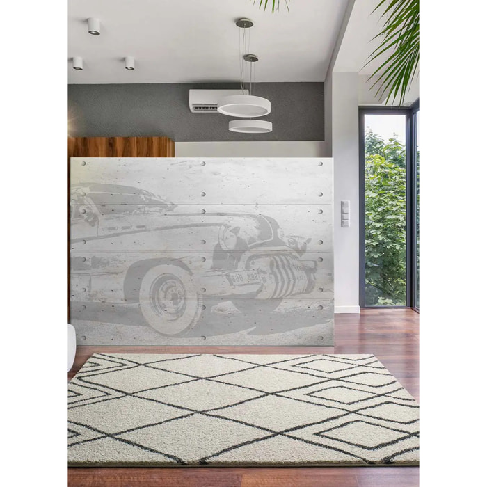 ATLAS Alfombra tipo shaggy blanco, varias medidas disponibles