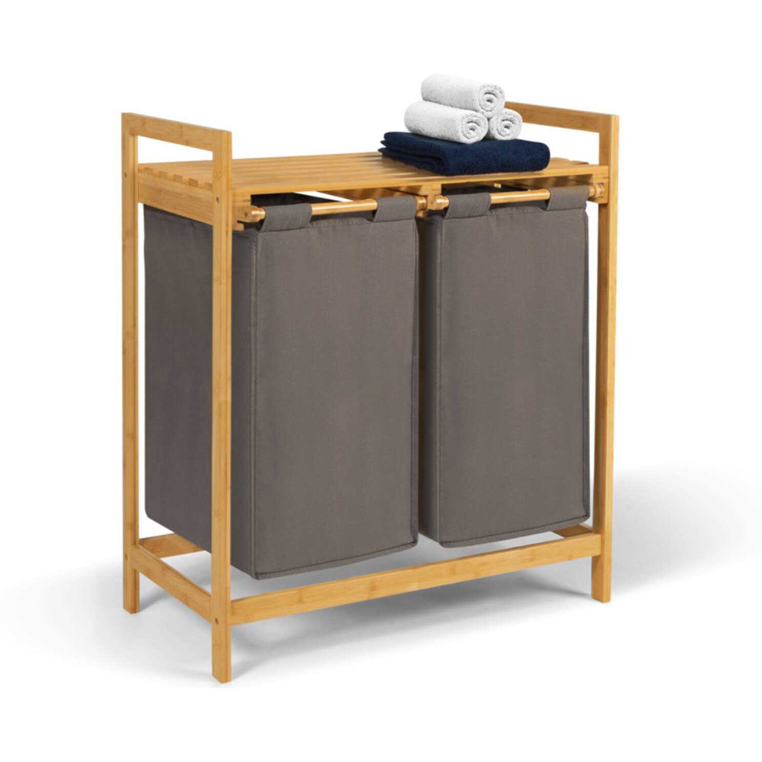 Panier à linge Maya 2 compartiments bambou