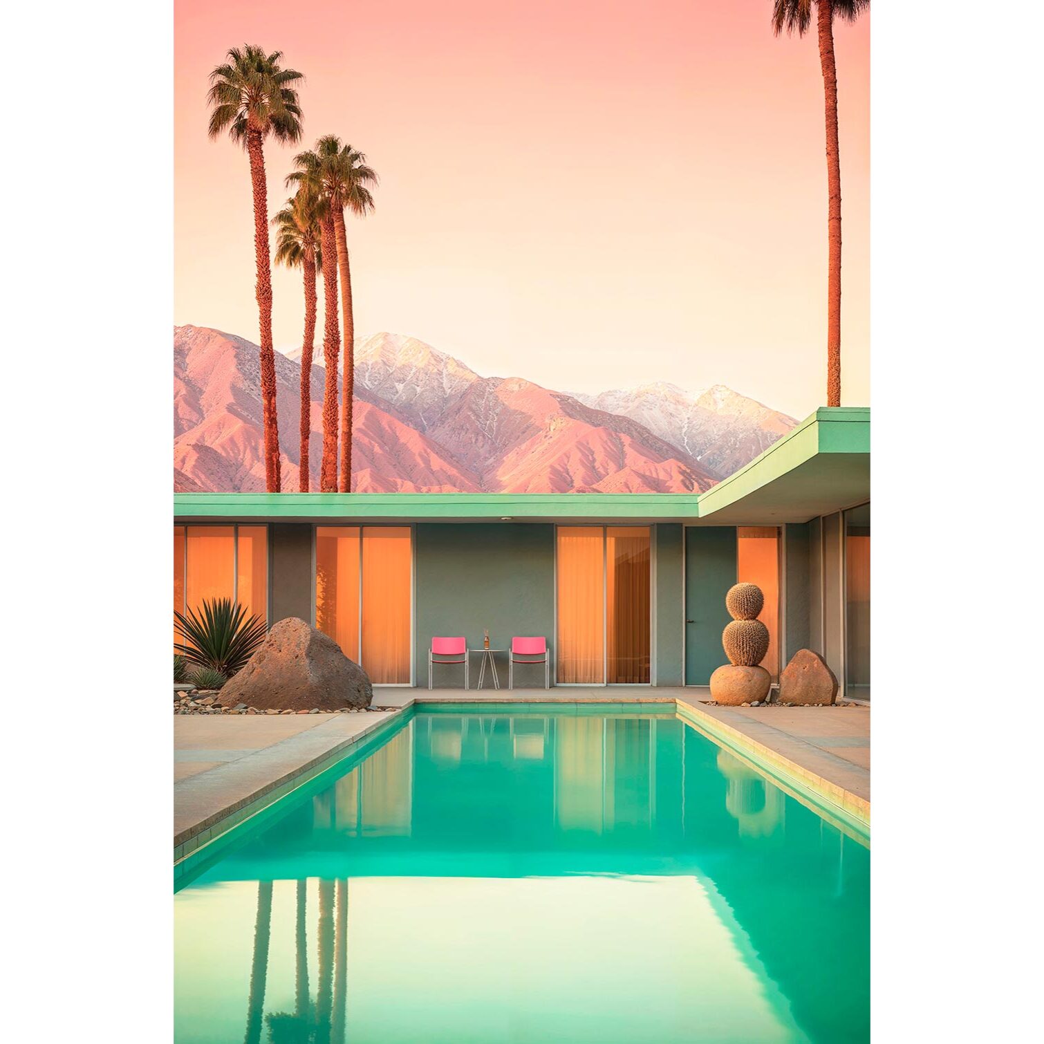 Tableau architecture piscine motel 66  Toile imprimée