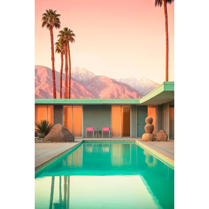 Tableau architecture piscine motel 66  Toile imprimée
