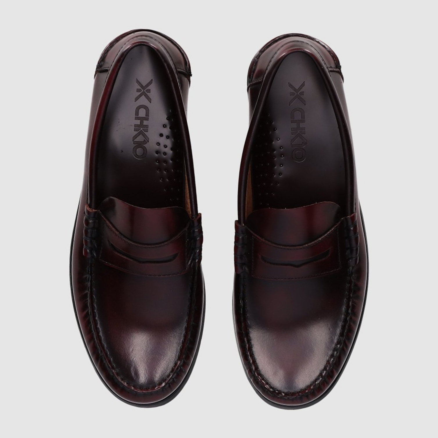 Zapatos de Piel - Burdeos - Tacón: Bajo