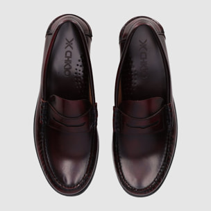 Zapatos de Piel - Burdeos - Tacón: Bajo