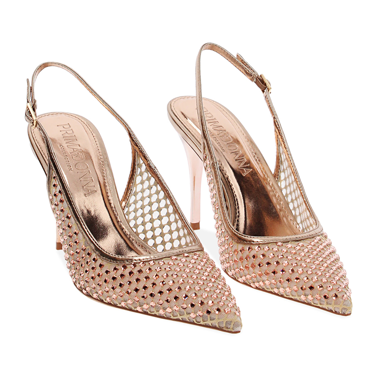 Décolleté rosa-oro con tacco 9 cm