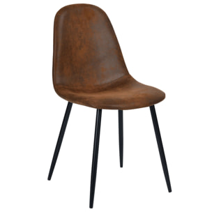 Lot de 2 chaises en microfibre marron effet vieilli - Malrik