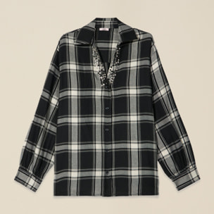 Oltre - Camicia check con castoni - Nero