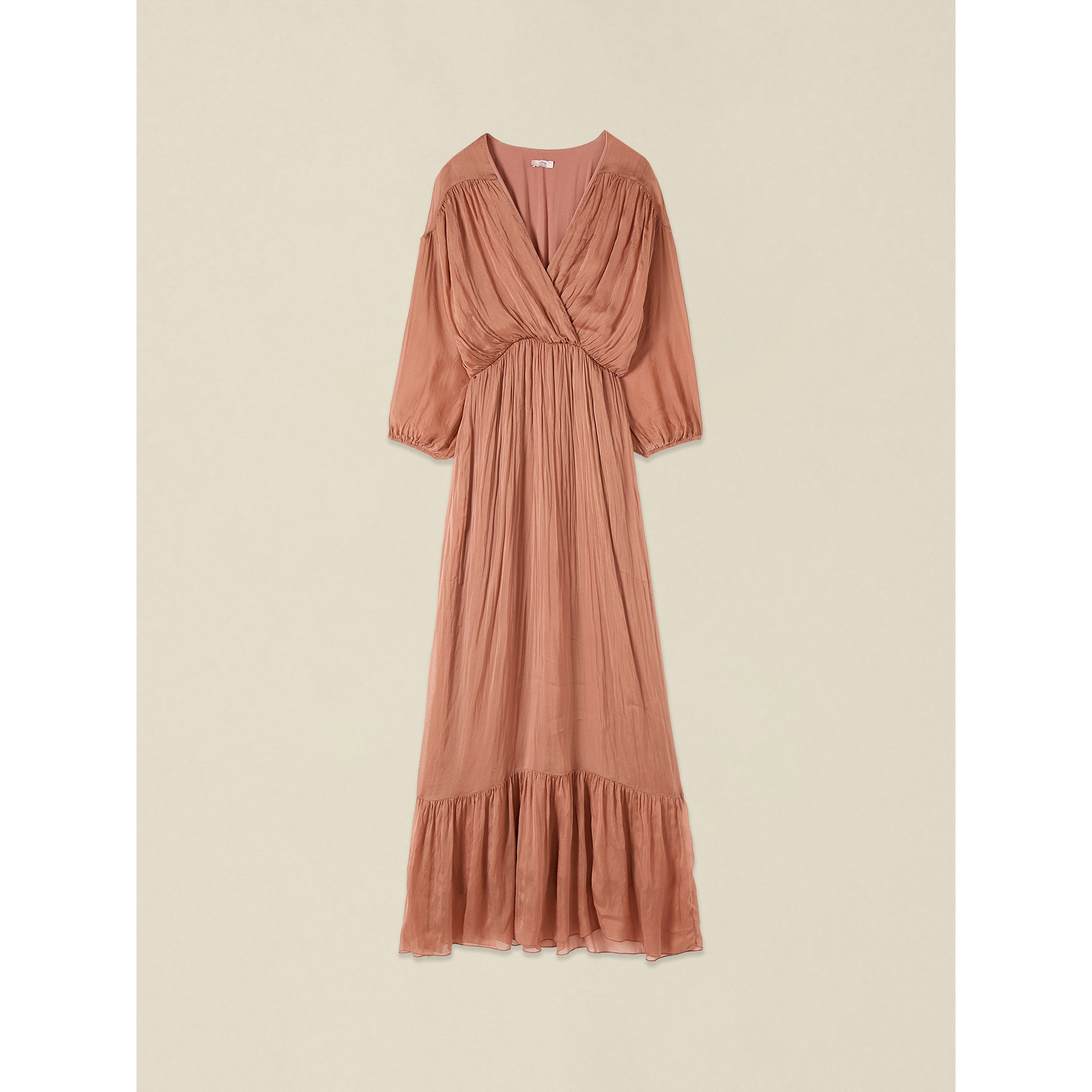 Oltre - Vestito lungo in voile misto seta - Marrone