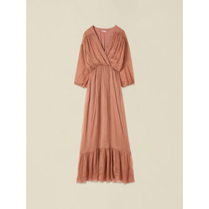 Oltre - Vestito lungo in voile misto seta - Marrone