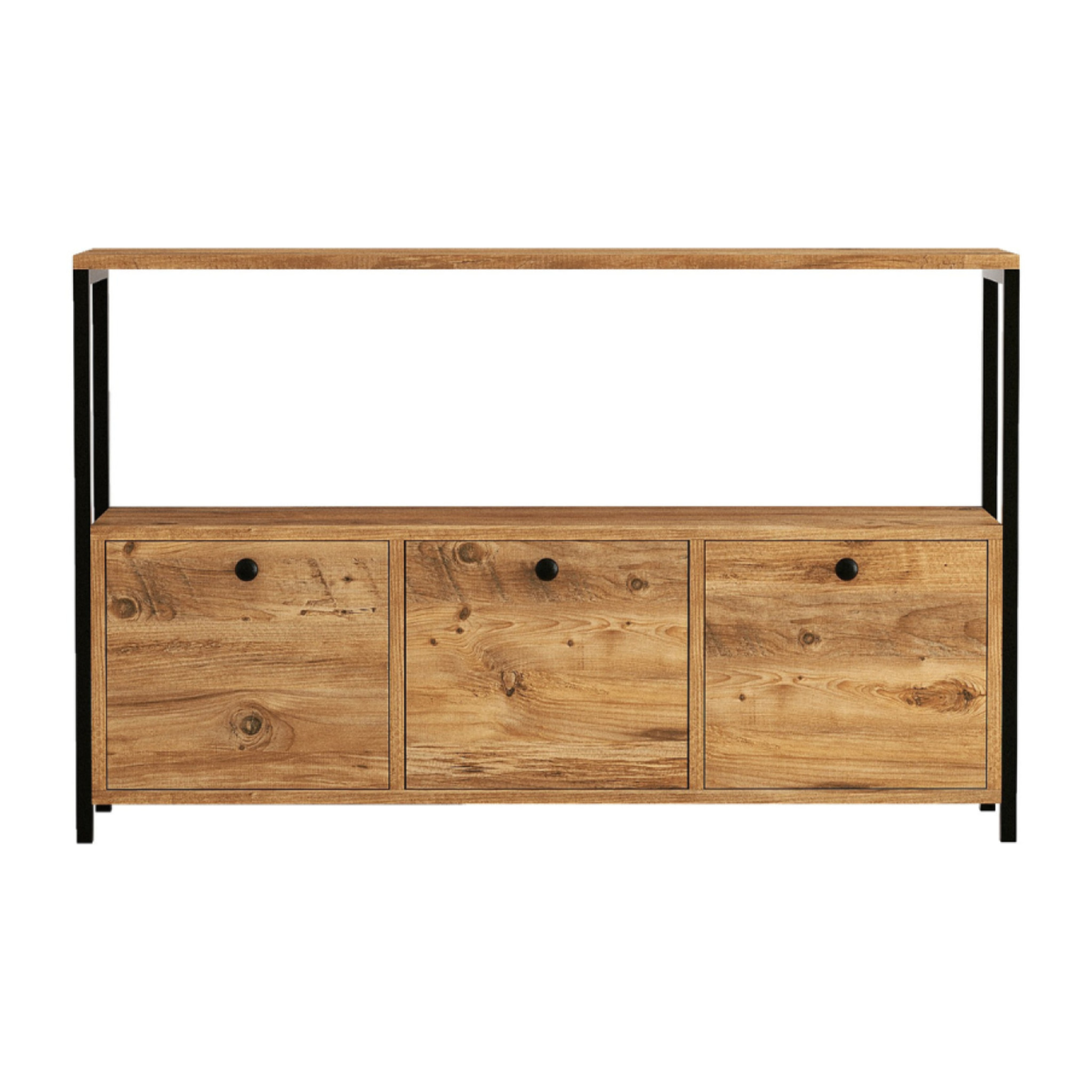 Buffet 3 portes style industriel bois/noir MELO