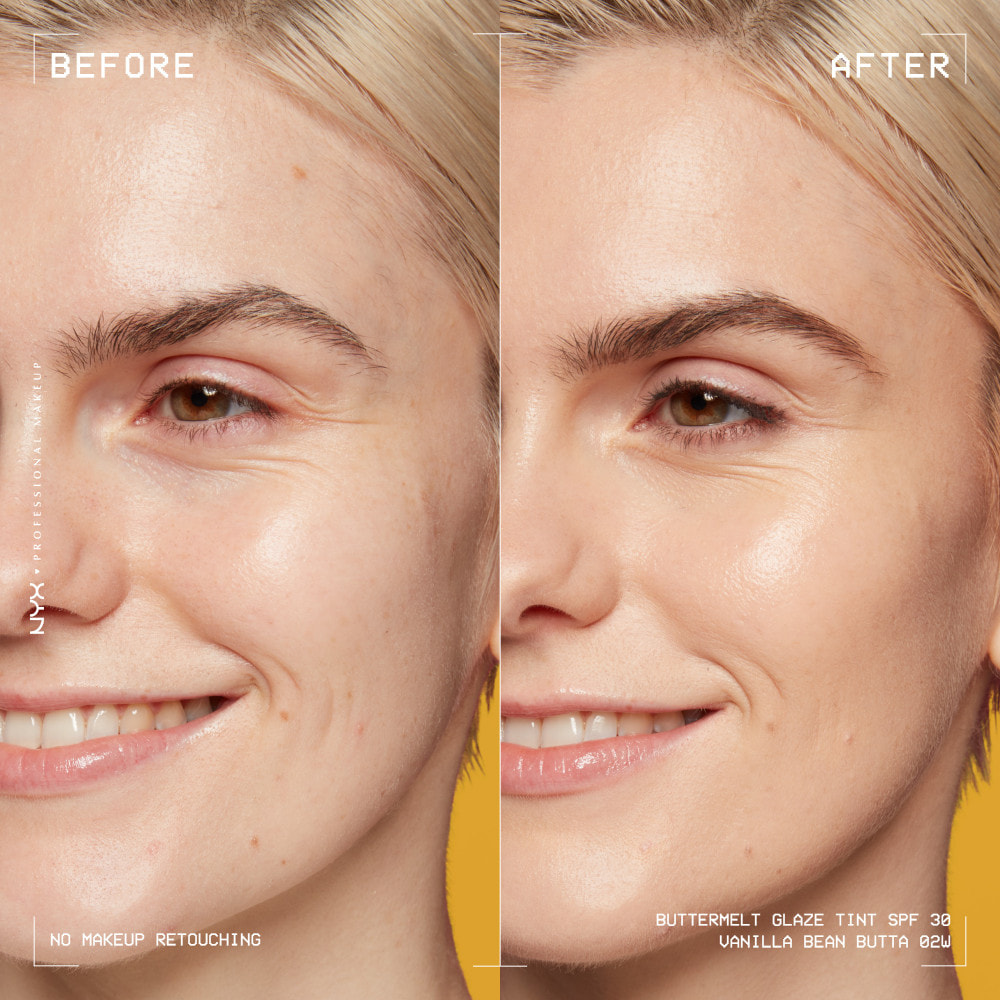 NYX Professional Makeup Buttermelt Glaze Tint, Fond de teint SPF30 jusqu'à 12h de tenue, Vanilla Bean Butta