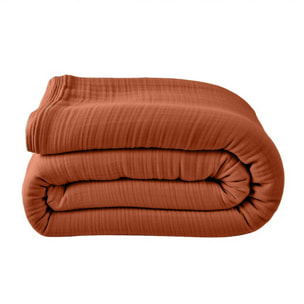 Housse de couette 100% gaze de coton lavé safran minéral