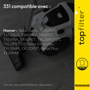 Lot de 4 packs de 4 sacs aspirateur 64331 pour Hoover TopFilter Premium