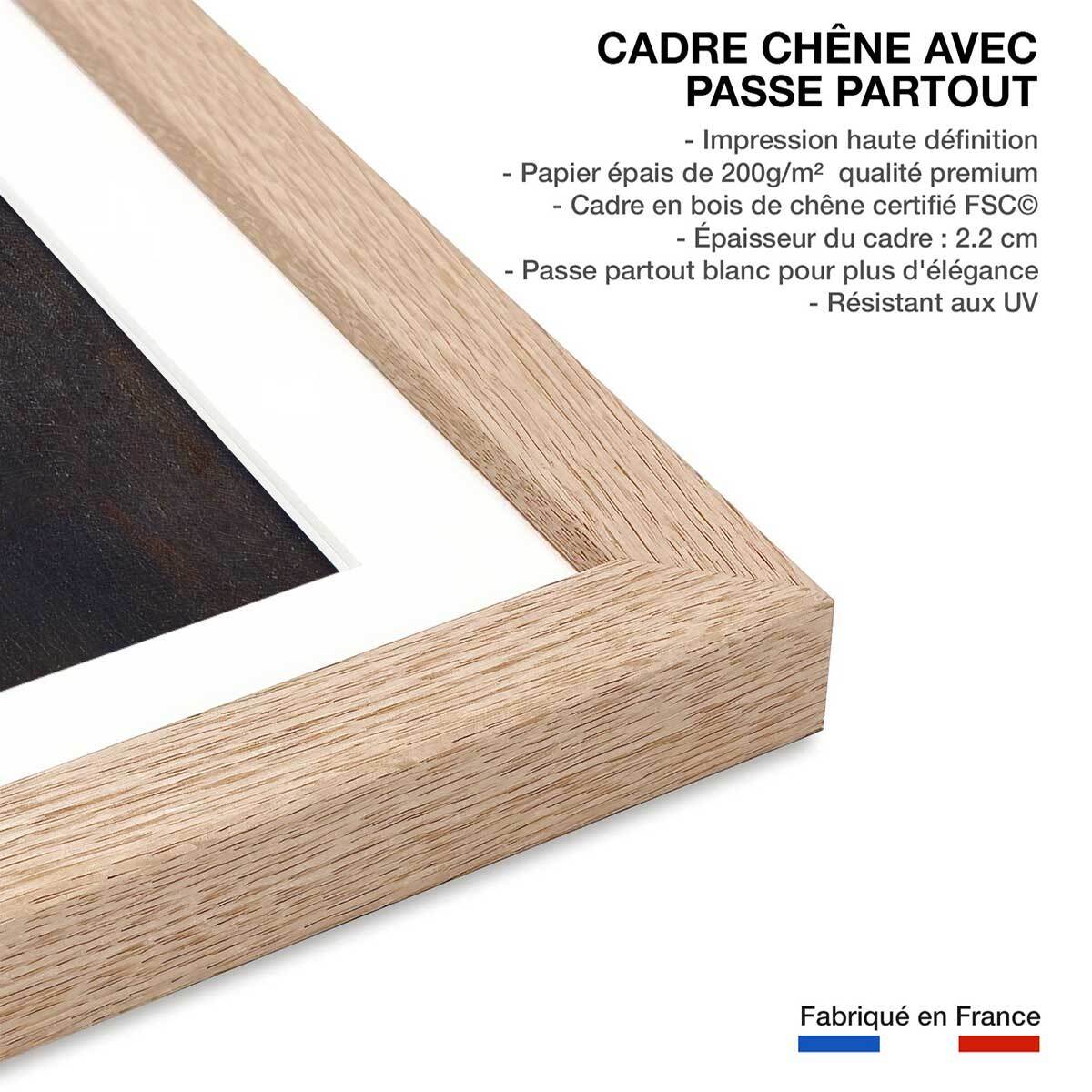 Affiche La joconde par Leonard De Vinci Affiche sous cadre bois